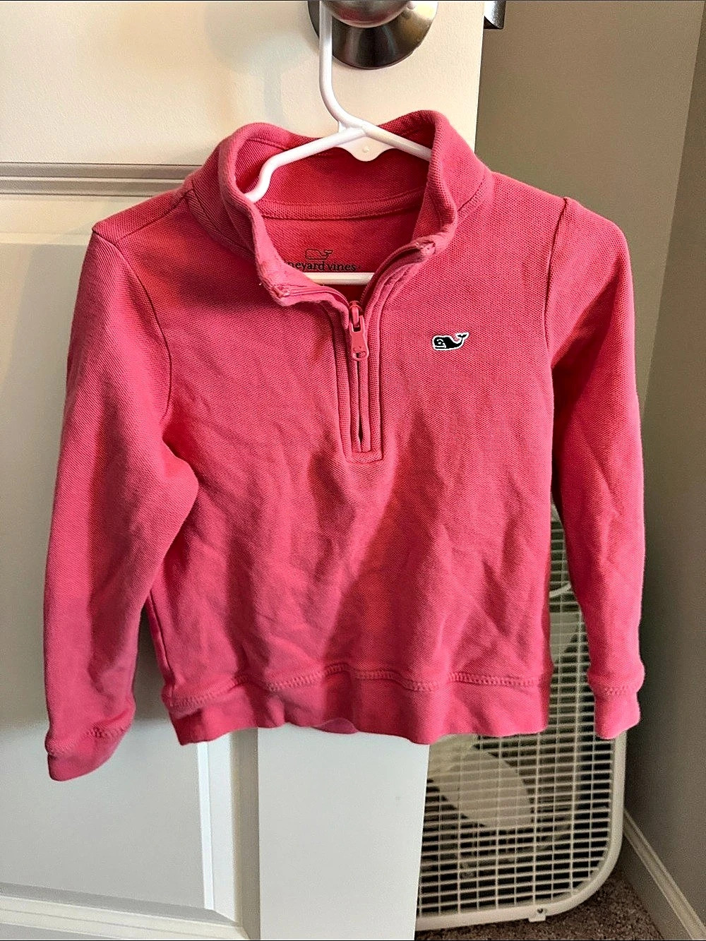 Vineyard Vines Toddler Whale Logo 1/4-Zip Pullover Pink 2T